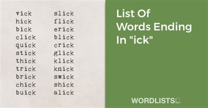 List of 5 Letter Words Ending With 'ick'
